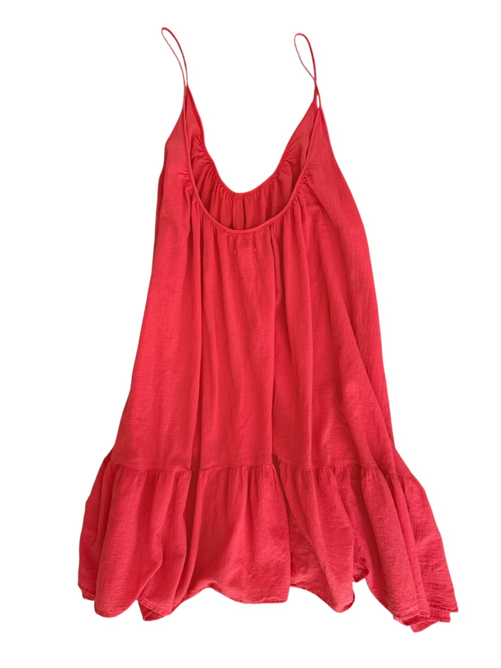 9seed Coral Red Cotton Ruffle Dress Size S Boho Swing Style Swim Cover Up Summer - Picture 3 of 6